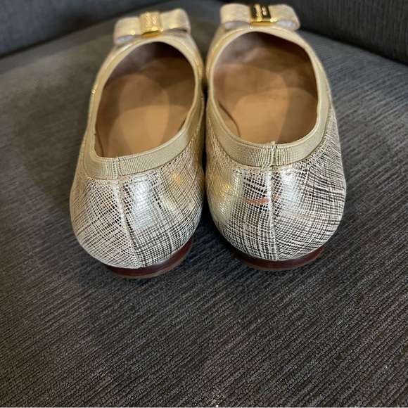 Kate Spade Tock Bow Ballet Flats Metallic Gold Logo - Size 6.5 - Picture 4 of 8